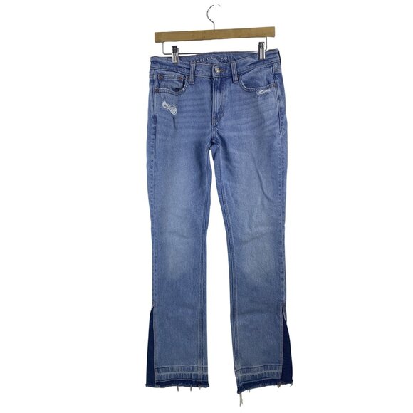 American Eagle Outfitters Denim - American Eagle Size 6  AEO 90's Low Rise Skinny Kick Zip Fly Contrast Raw Hem